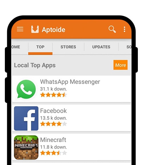 Aptoide has individual app stores searchable from one place.