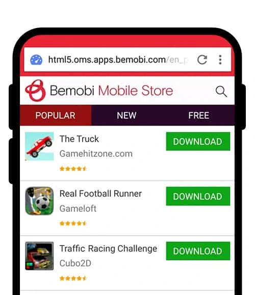Bemobi offer both their own app library and links to other stores.