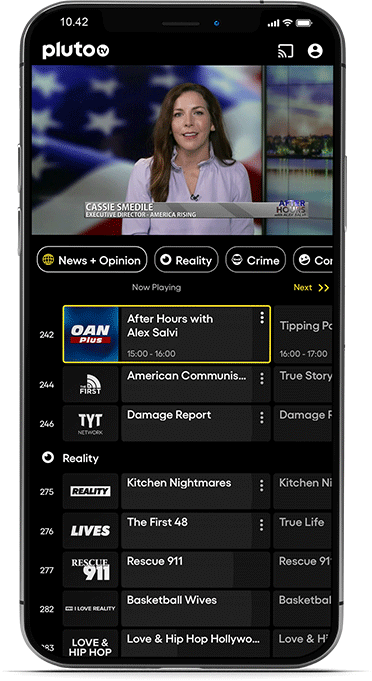 Pluto TV is an entertainment app with a wide range of tv-shows and movies.