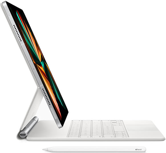 The new iPad Pro 2021 with keyboard stand.