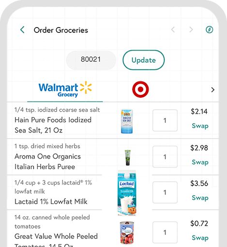 Example of a shopping list.