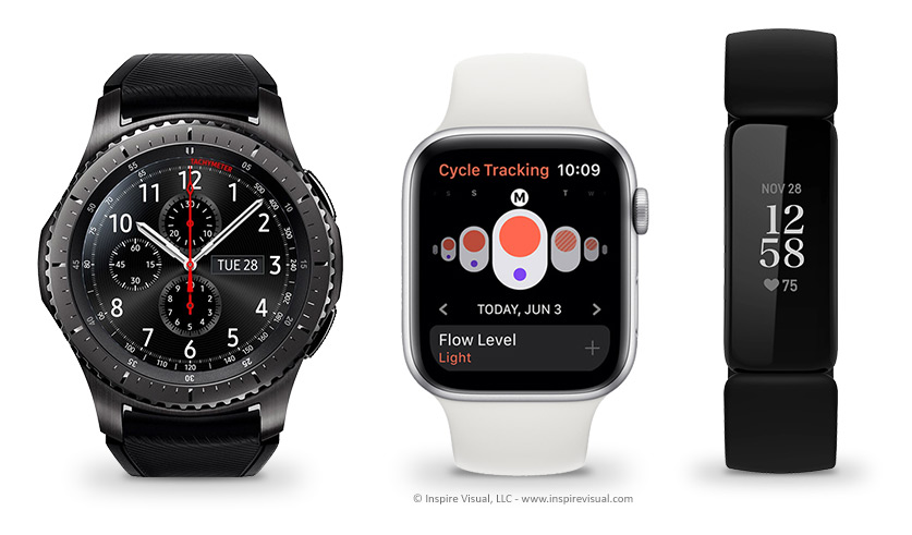 Smartwatch manufactures include Apple, Samsung and Fitbit.